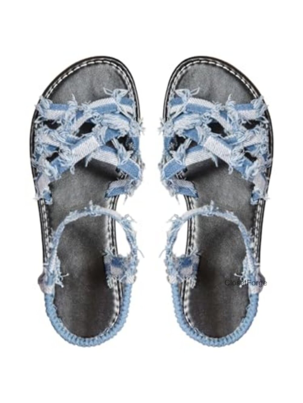 Criss Cross Strappy Flat Sandals with Ankle Straps Faux Leather